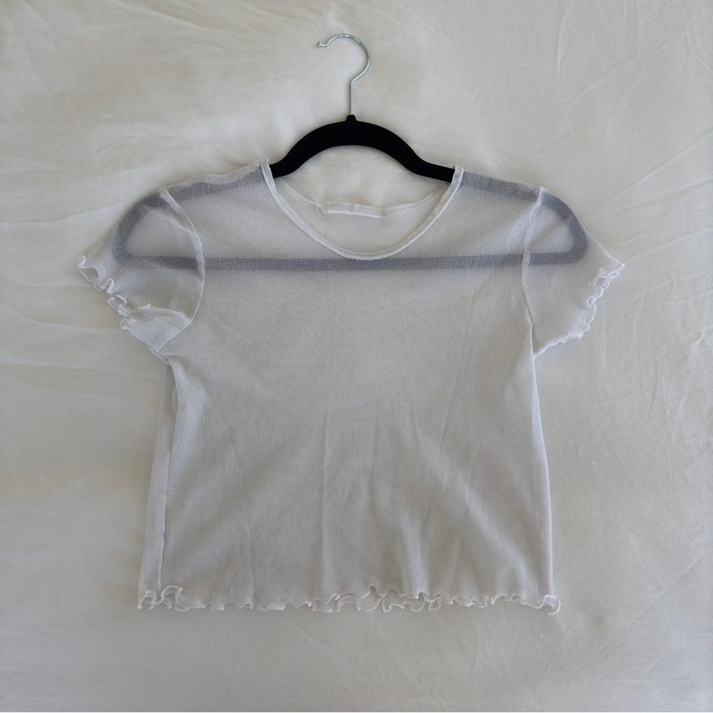 Mesh ruffle short sleeve
